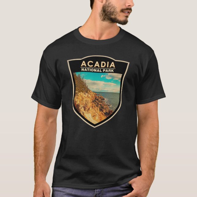 T-shirt Badge d'aquarelle du port du bar du parc national  (Devant)