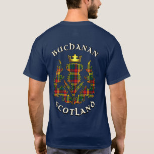 T-shirt Badge de clan Buchanan & Tartan avec devise 