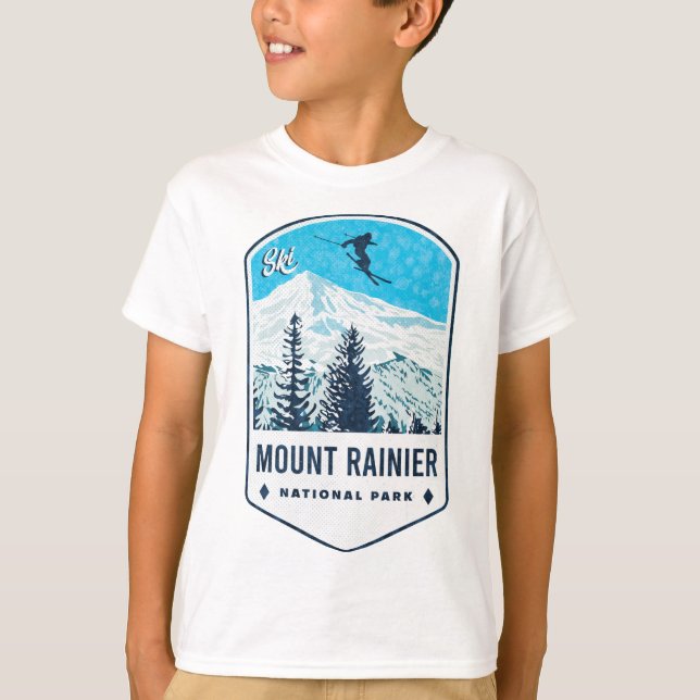 T-shirt Badge de ski du parc national du Mont-Rainier (Devant)