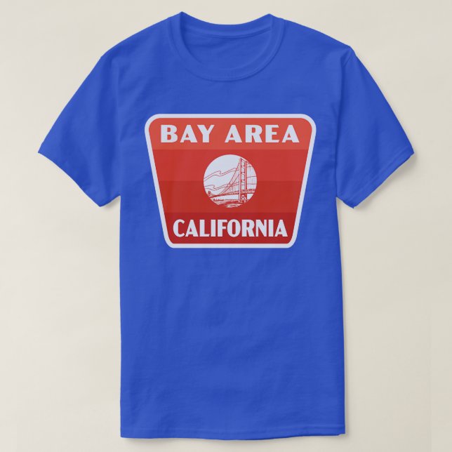 T-shirt Badge rétro de Bay Area California Red (Design devant)