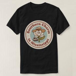 T-shirt Badge Rétro Mississippi_ Magnolia avec Bateau à Va