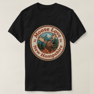 T-shirt Badge Retro New Hampshire_ Moose avec Montagne