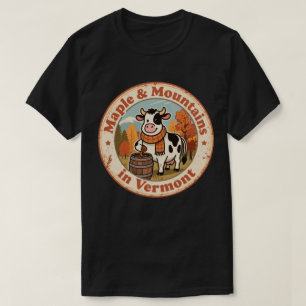 T-shirt Badge Rétro Vermont : Vache Confortable avec Échar