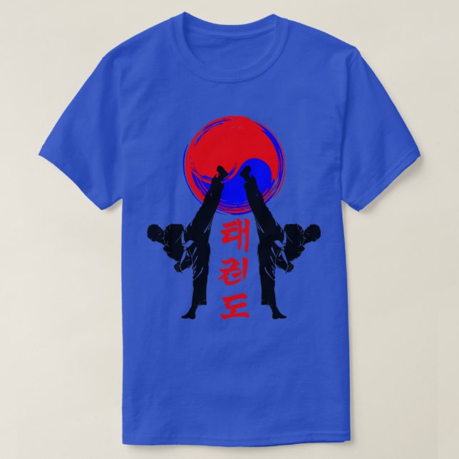 T-shirt badge taekwondo noir high kick korean martial art (Design devant)