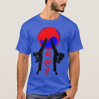 T-shirt badge taekwondo noir high kick korean martial art