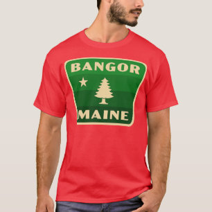 T-shirt Badge vert de pin rétro Bangor Maine