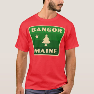 T-shirt Badge vert de pin rétro Bangor Maine