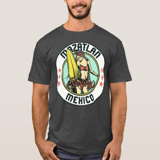 T-shirt Badge vintage de surf pour Mazatlan Mexique