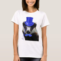 Badger avec chapeau bleu et moustache