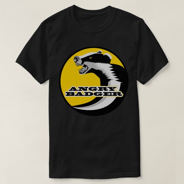 T-shirt Badger En Colère Noir Et Blanc Anti Hunt Yellow Ci (Design devant)