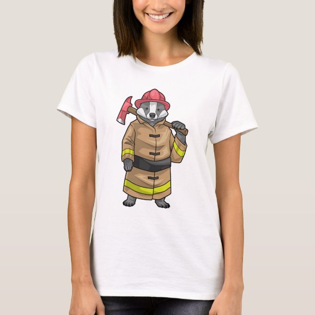 T-shirt Badger Firefighter Ax Service d'incendie (Devant)