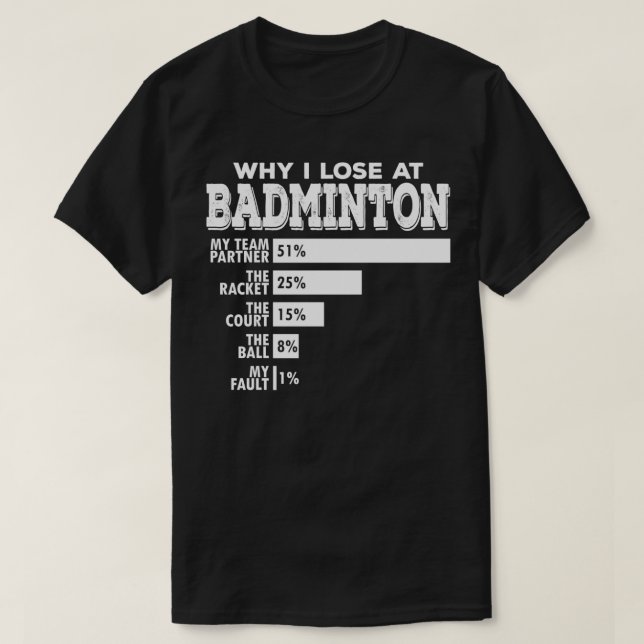 T-shirt Badminton Double Why I Lose Funny Pun Dit Badmi (Design devant)