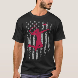 T-shirt Badminton Drapeau Américain Patriotique Sport Lycé