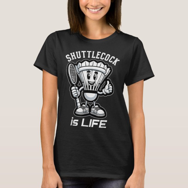 T-shirt Badminton Forever Cartoon Shuttle Et Racket Graphe (Devant)