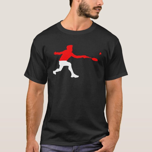T-shirt Badminton Indonesian Flag Racquet Shuttlecock Men  (Devant)