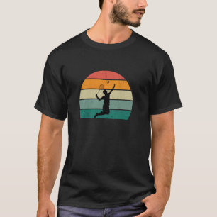 T-shirt Badminton Retro Sunset Mens Femmes
