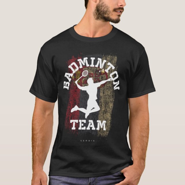 T-shirt Badminton Serbie Net Joueur Badminton (Devant)