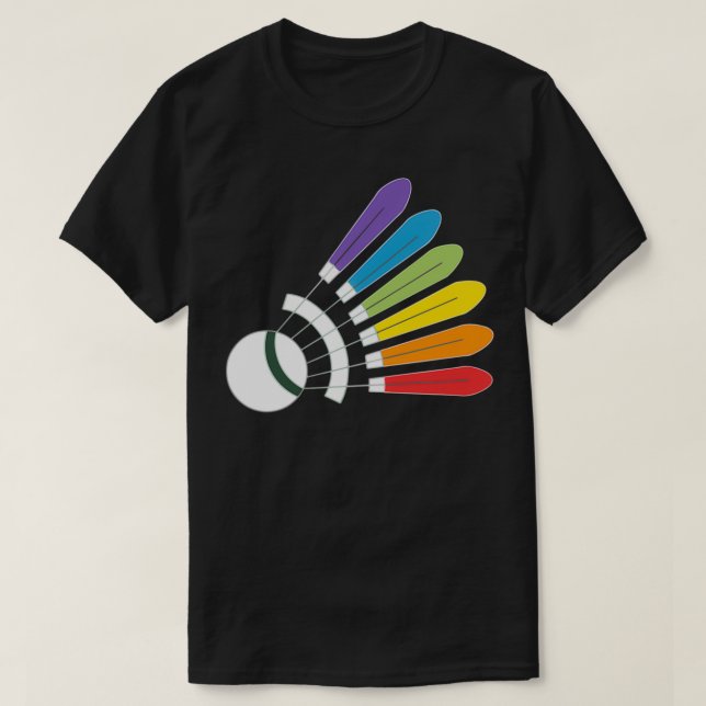 T-shirt Badminton Shuttlecock Rainbow avec A Badminton Dre (Design devant)