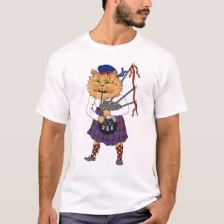 T-shirt Bagpipe jouant au chat écossais