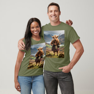 T-shirt Bagpiper de vache écossaise Highland