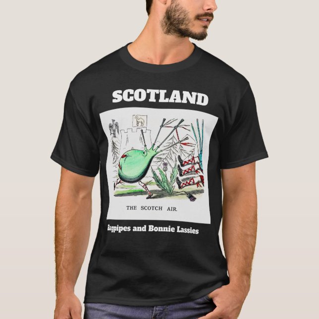 T-shirt Bagpipes écossais et Bonnie Lassies (Devant)