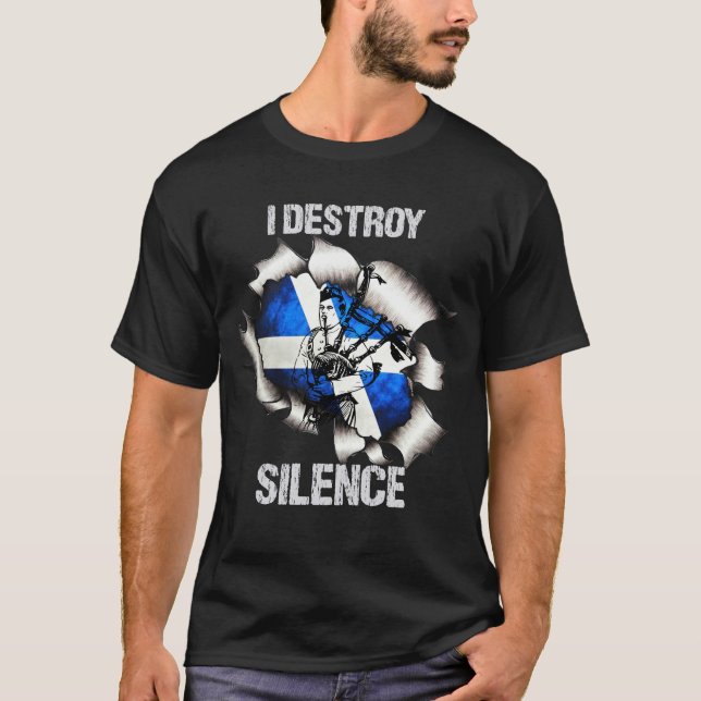 T-shirt Bagtuyaux Je Détruis Silence SacPiper (Devant)