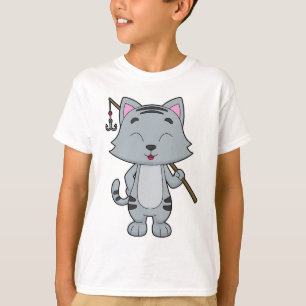 T-shirt Baguette de pêche de chat