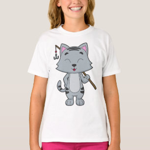 T-shirt Baguette de pêche de chat