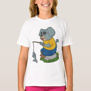 T-shirt Baguette de pêche du chien