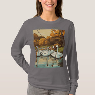 T-shirt Baguette de vol gracieuse de la famille des cygnes