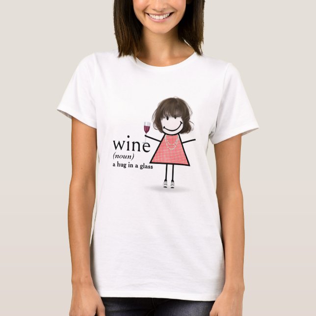 T-shirt Baguette Figure Girl Avec Verre Rouge (Devant)
