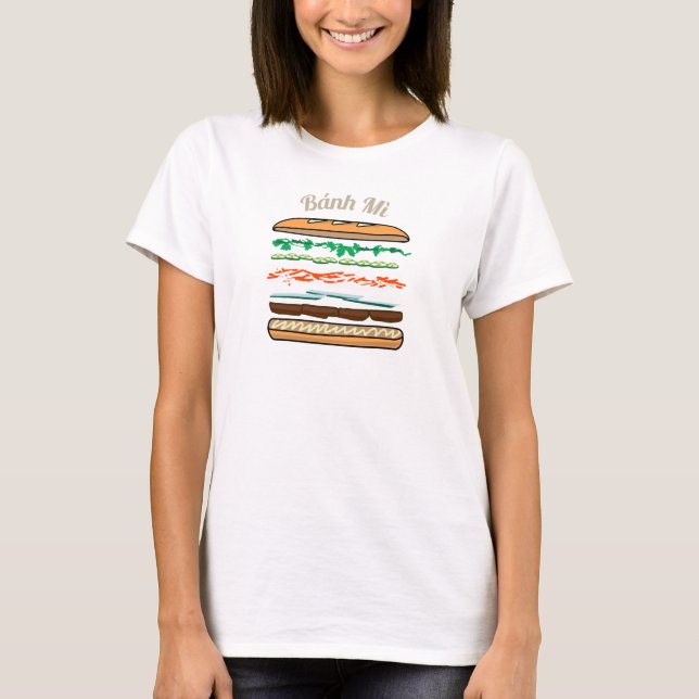T-shirt Baguette vietnamienne de pain français de sandwich (Devant)