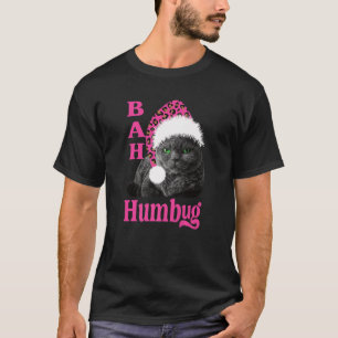 T-shirt Bah Humbug Chat Empreinte de léopard Père Noël H