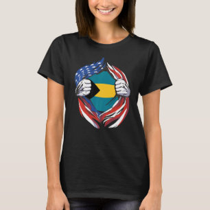 T-shirt Bahamas Drapeau américain Fier de mon héritage bah