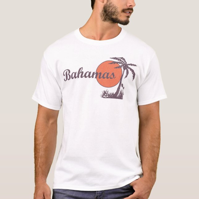 T-shirt Bahamas Retro 'Worn' Palm Tourist Tee (Devant)