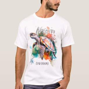 T-shirt Bahamas Siège Tortue Drapeau bahaméen Plage Grand