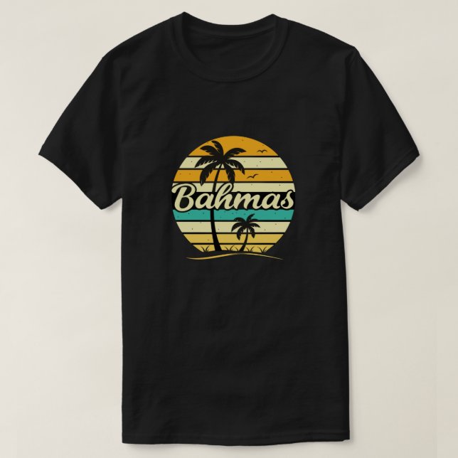 T-shirt Bahamas Sunset Retro Palm (Design devant)