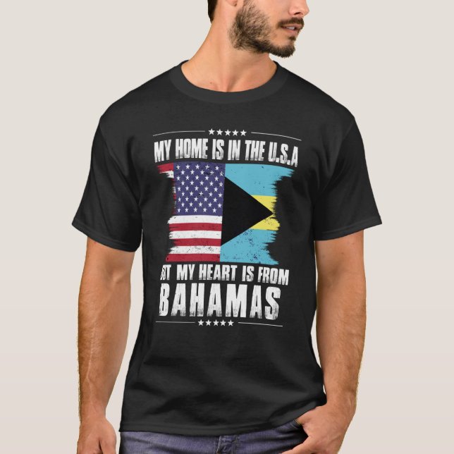 T-shirt Bahamian American Patriot Grown Proud Home Heart U (Devant)