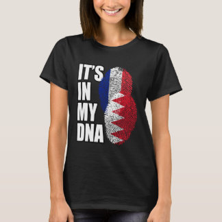 T-shirt Bahraini And French Mix DNA Flag Heritage