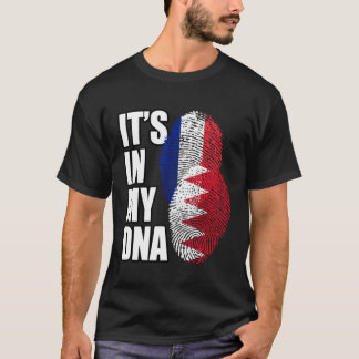 T-shirt Bahraini And French Mix DNA Flag Heritage