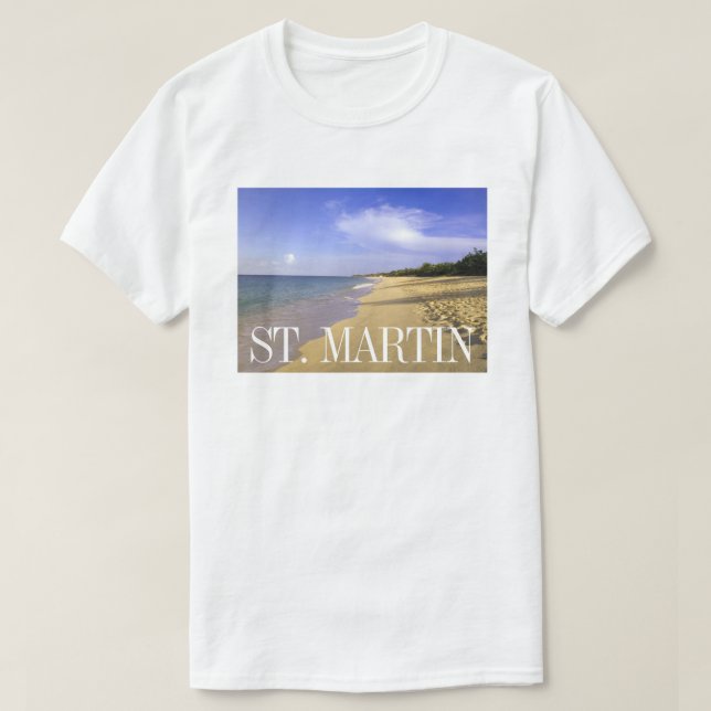 T-shirt Baie Longue Long Bay Beach, St. Martin (Design devant)