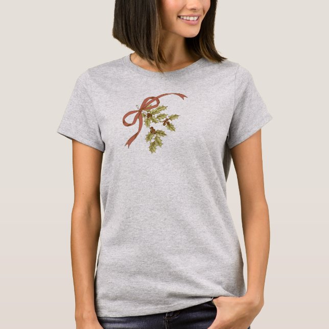 T-shirt Baies et feuille de houx de croquis de Houx-Jour (Devant)