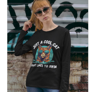 T-shirt Baignade extérieure chat cool sauvage nager dehors