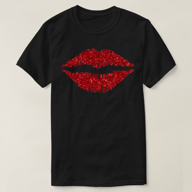 T-shirt Baiser à lèvres rouge Parties scintillant (Design devant)