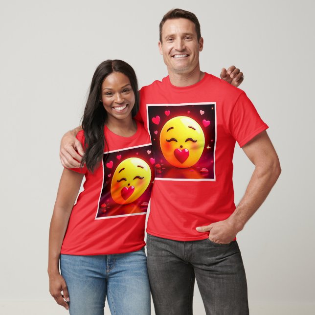 T-shirt Baiser Emoji Coeurs soufflants (Unisexe)