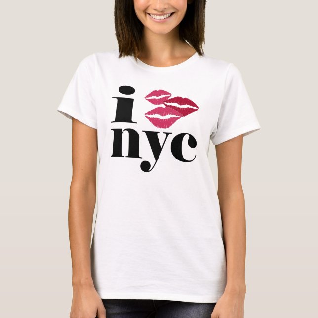 T-shirt Baiser NYC de rouge à lèvres (Devant)