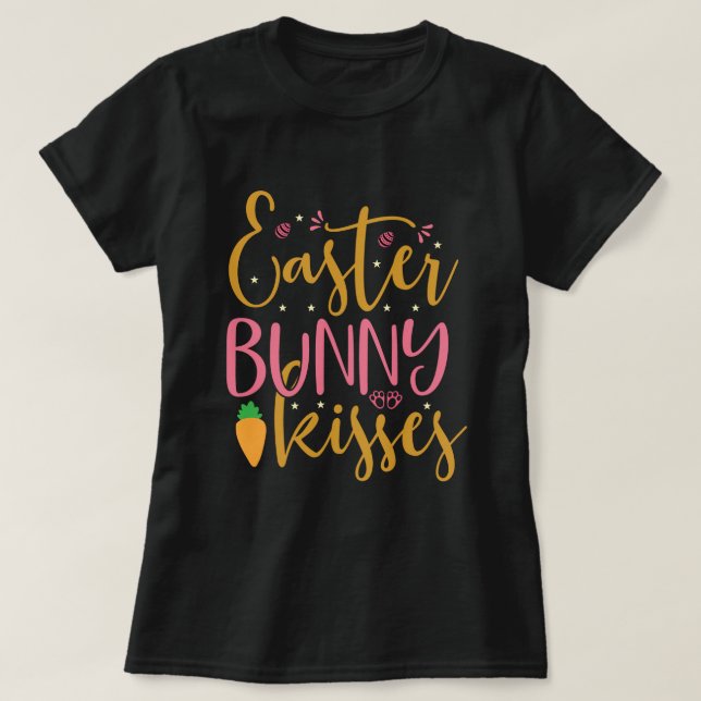 T-shirt Baisers de Pâques, mignonette vacances noir (Design devant)