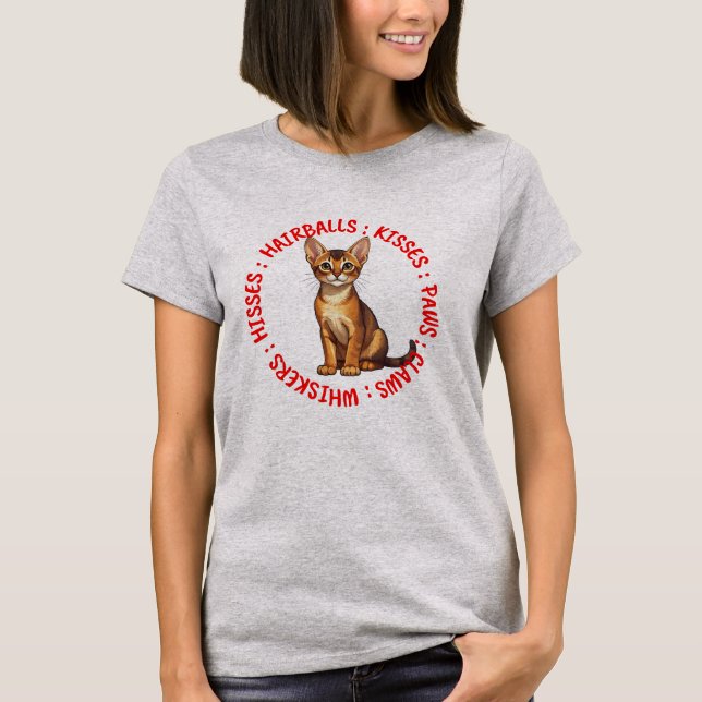T-shirt Baisers et baisers, chat abyssin (Devant)