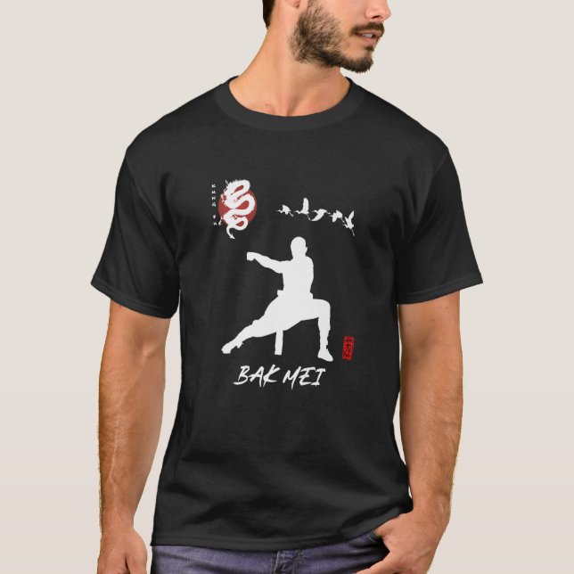 T-shirt Bak Mei Débutant Calligraphie Chinoise Martial (Devant)