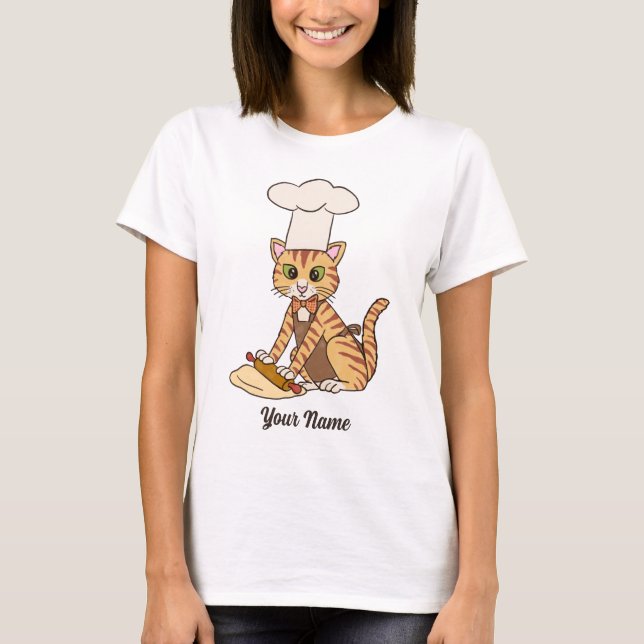 T-shirt Baker Cat - Orange Tabby Chef pâtissier Amoureux d (Devant)